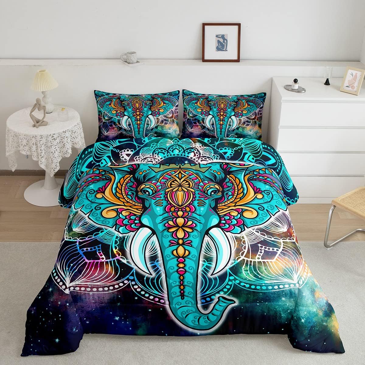 Elephant Comforter Boho Exotic Style Elephant Bedding Set