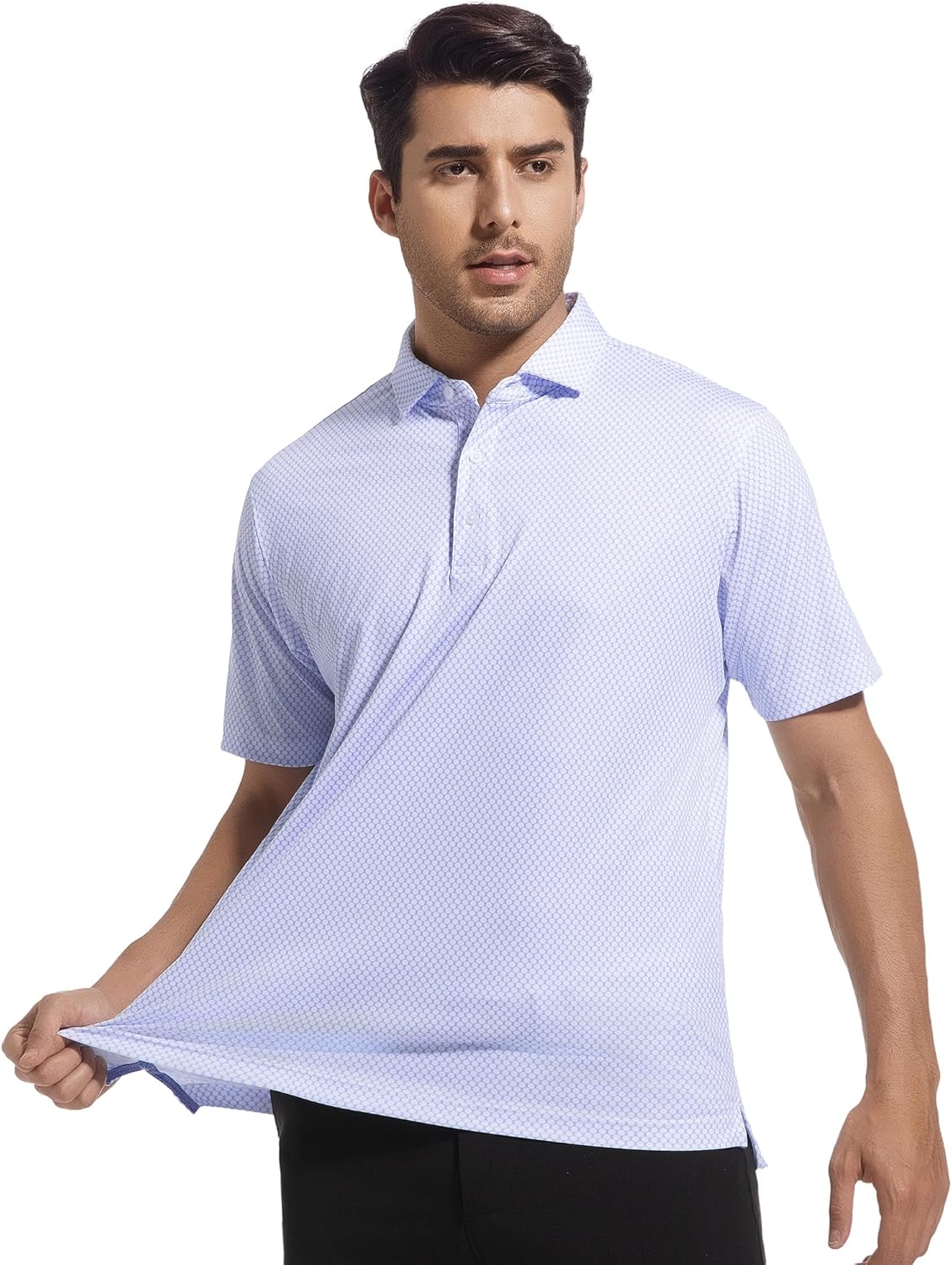 SAMERM Mens Golf Shirts Short Sleeve Dry Fit Performance Moisture Wicking Print Sport Polo Shirts for Men Casual