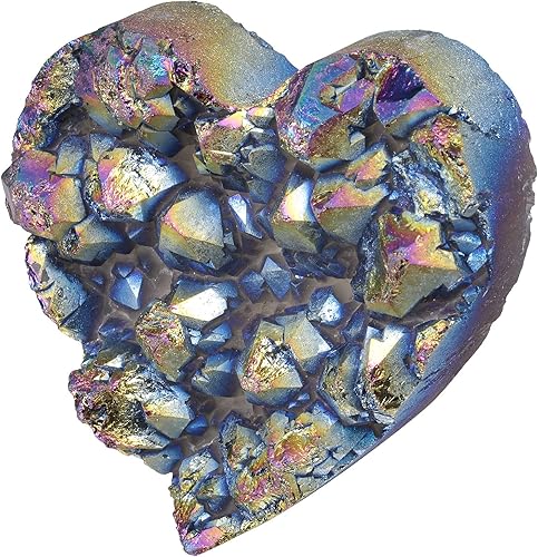 mookaitedecor Especimen de adorno de piedra de geoda de cristal de cuarzo natural recubierto de titanio para decoración del hogar de boda, colorido