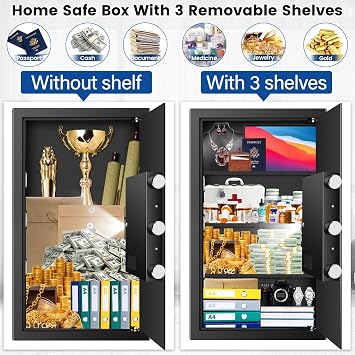 Mejasg 80L Large Home Safe Box with Combination Lock and A4 Fireproof Bag