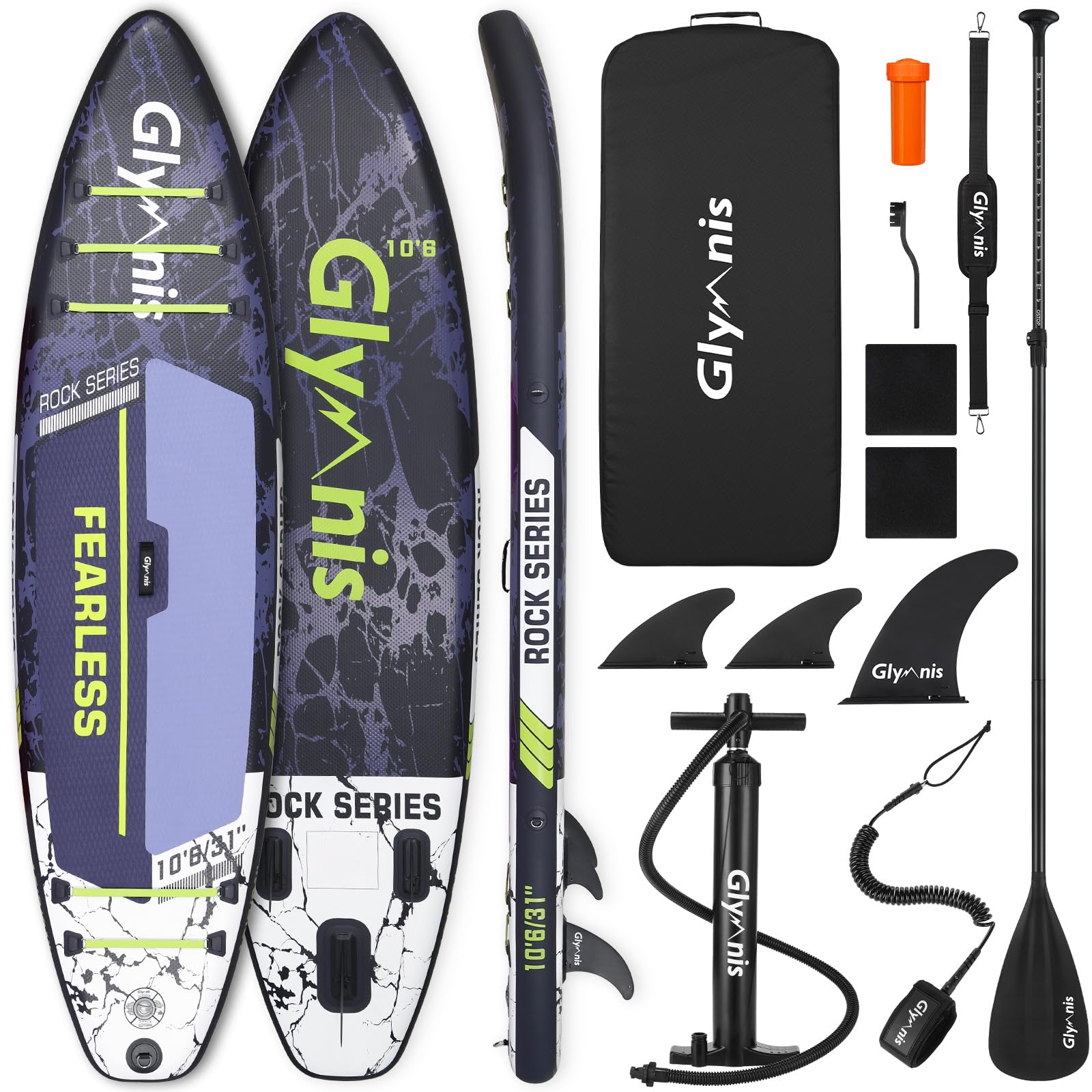 Glymnis Tabla Paddle Surf Hinchable, Tabla de Sup Stand Up Paddle Board de 320×81×15cm, Tabla de Surf de Remo con Bomba de Aire Ajustable y Accesorios Completos