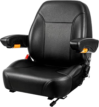 Universal Black Zero Turn Mower Seat Adjustable Backrest & Slide Rails, Heavy Duty Lawn Mower Seat Fits Gravely, Exmark, Bad Boy, Kubota, Toro, John Deere