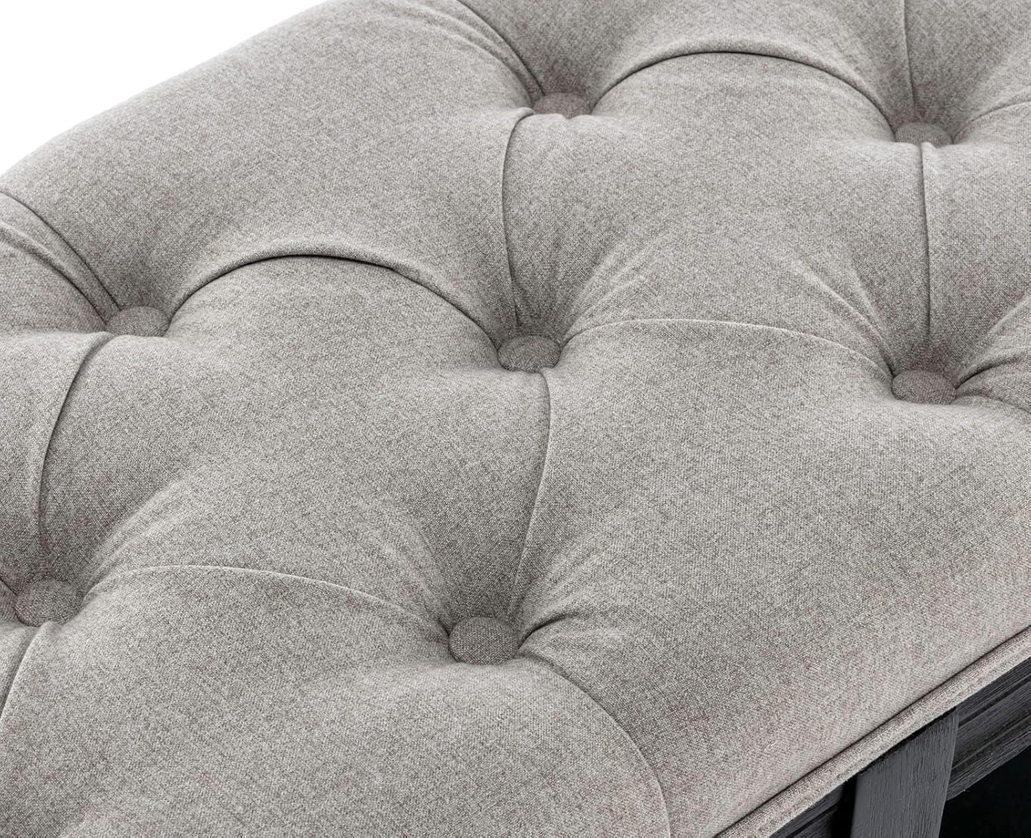 Kmax Storage Entryway Bench Tufted Shoe Rack Bench Black Wood Window Bench for Hallway Entrance Bedroom Corner, Grey