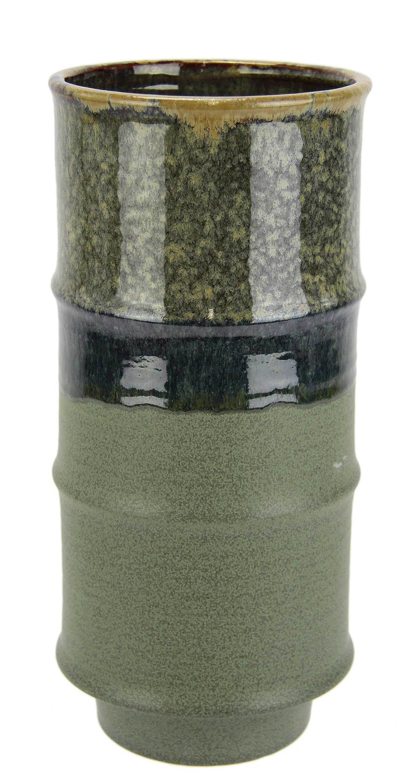 Florero de cerámica Acanalado, Forma cilíndrica, Verde, Gris, marrón, Mate, Brillante, jarrón de cerámica, jarrón Decorativo para Flores, Hierba de Pampas, Flores secas, ramitas, Flores Artificiales,
