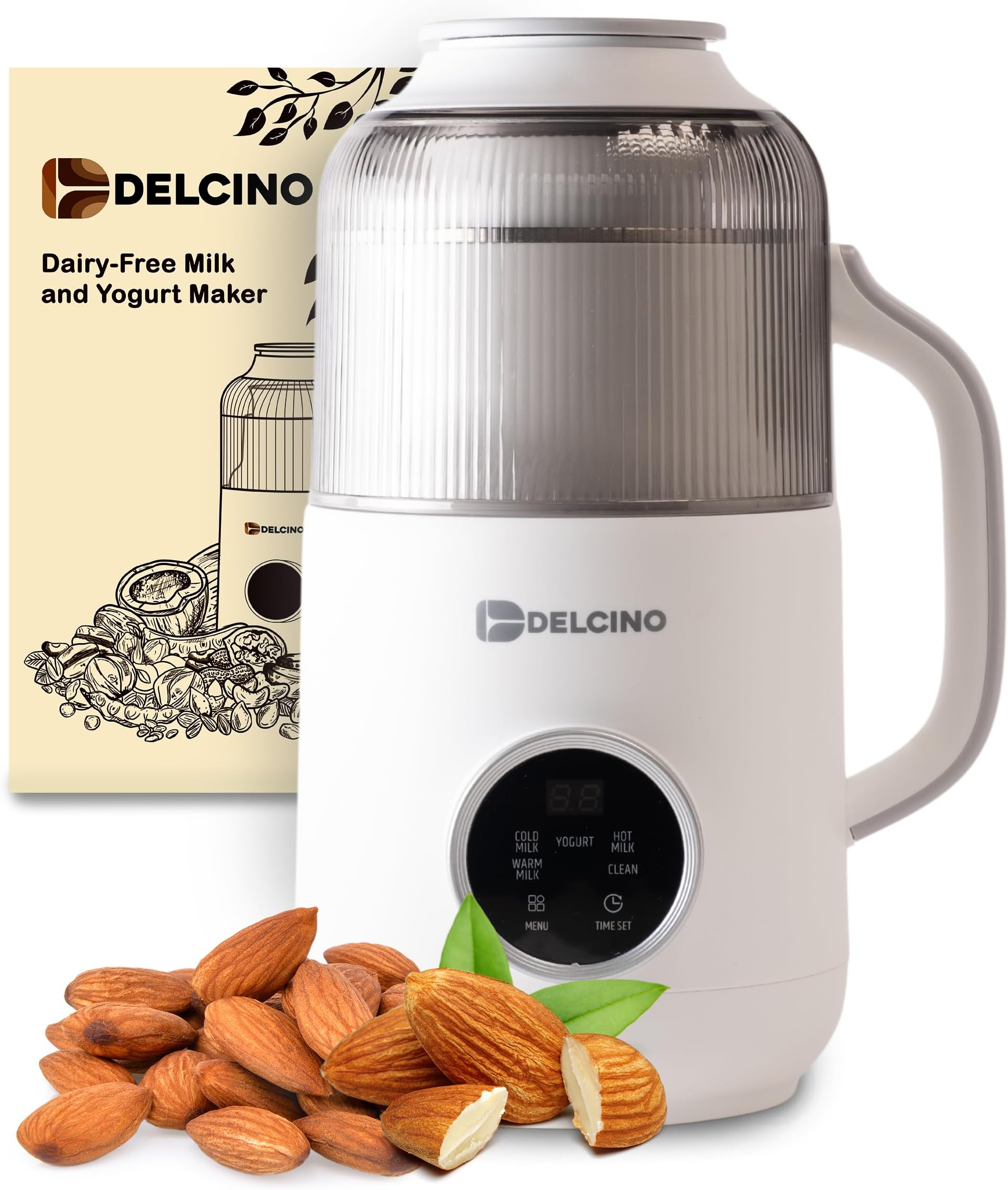 Dairy Free Nut Milk Maker Machine & Yogurt Maker Machine - 27 Oz Homemade Oat Milk, Soy Milk, Almond Milk & More Plant Based Milk & Yogurt - Stainless Steel - With Strainer & Thermometer