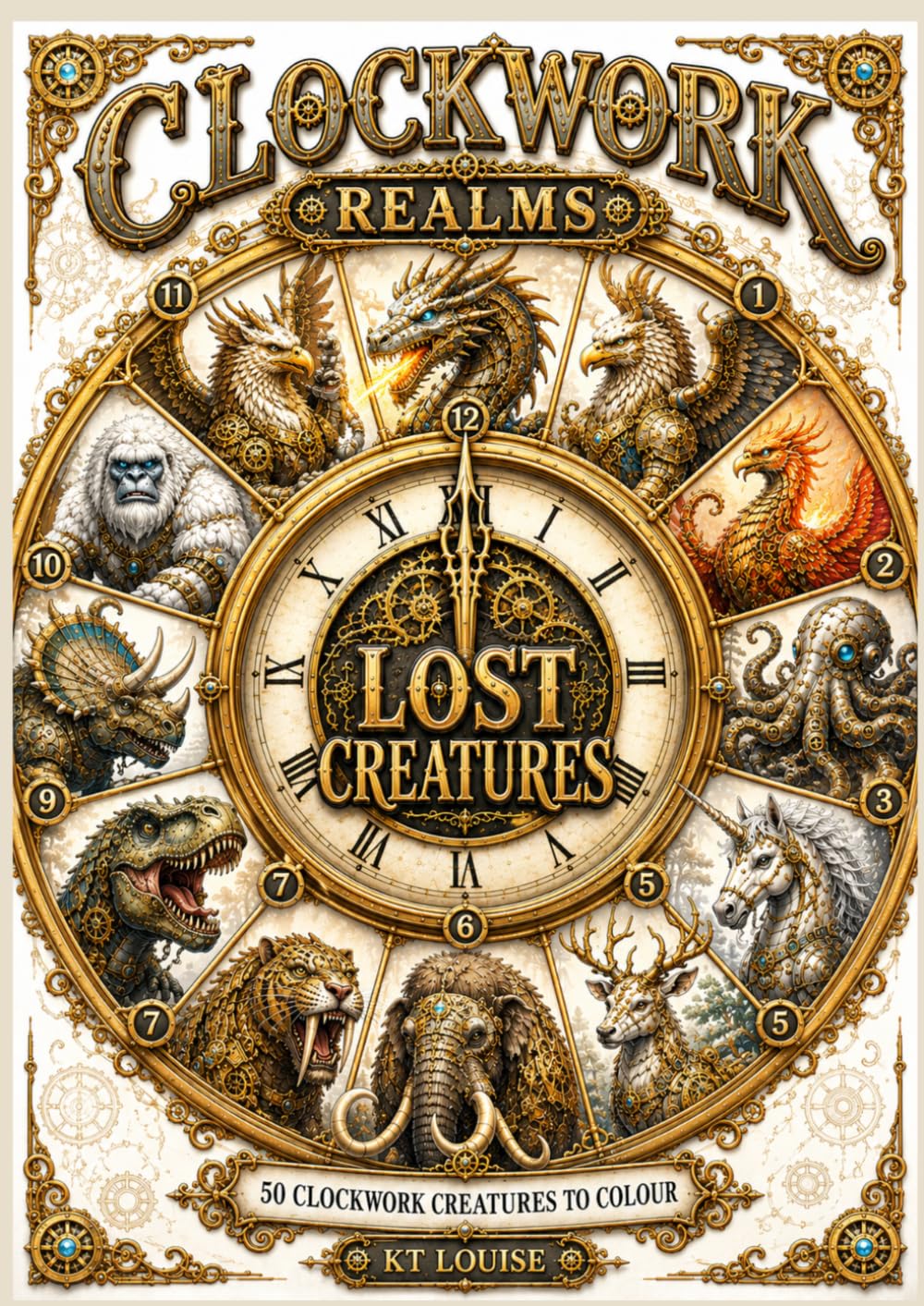 Clockwork Realms: Lost Creatures: A Steampunk Fantasy animal colouring book for adults and teens