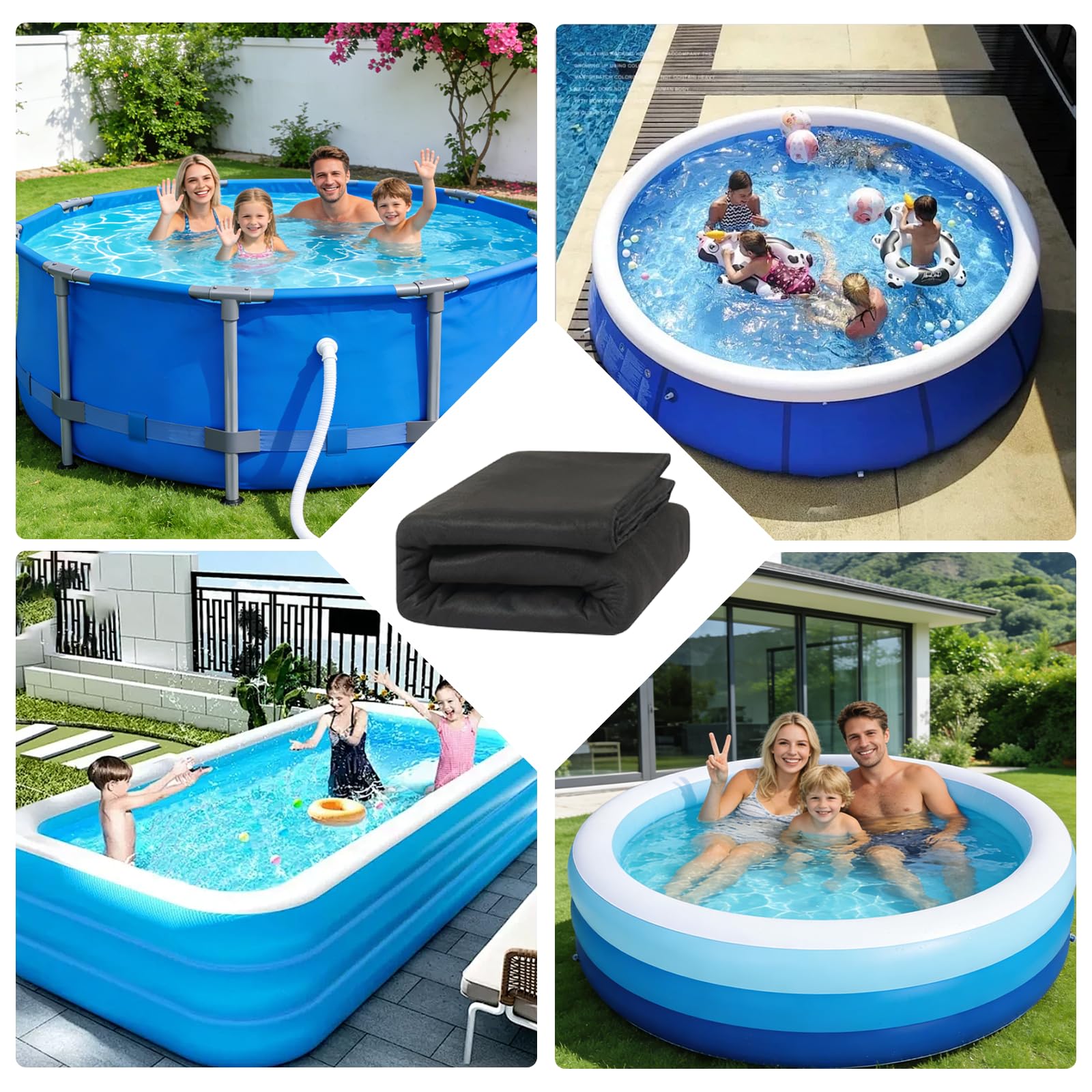 460 cm de diámetro, base redonda para piscina de pie y jacuzzi, lona antideslizante para el suelo, resistente y sin costuras, protector de suelo para piscina, fácil de colocar