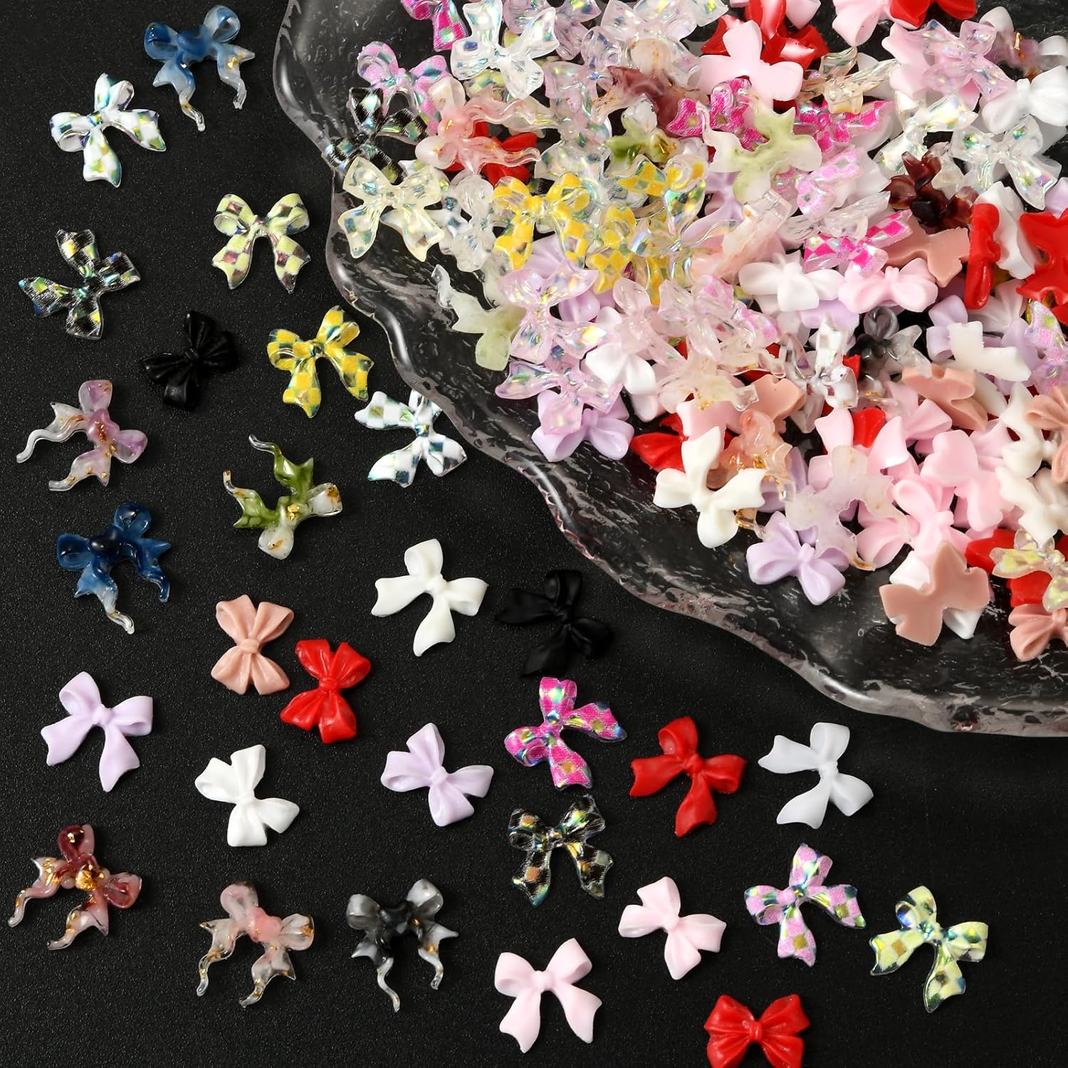 Bow Nail Charms, 3D Nail Charms Bulk for Nail Art Charms and Y2K Charms for Nails Design