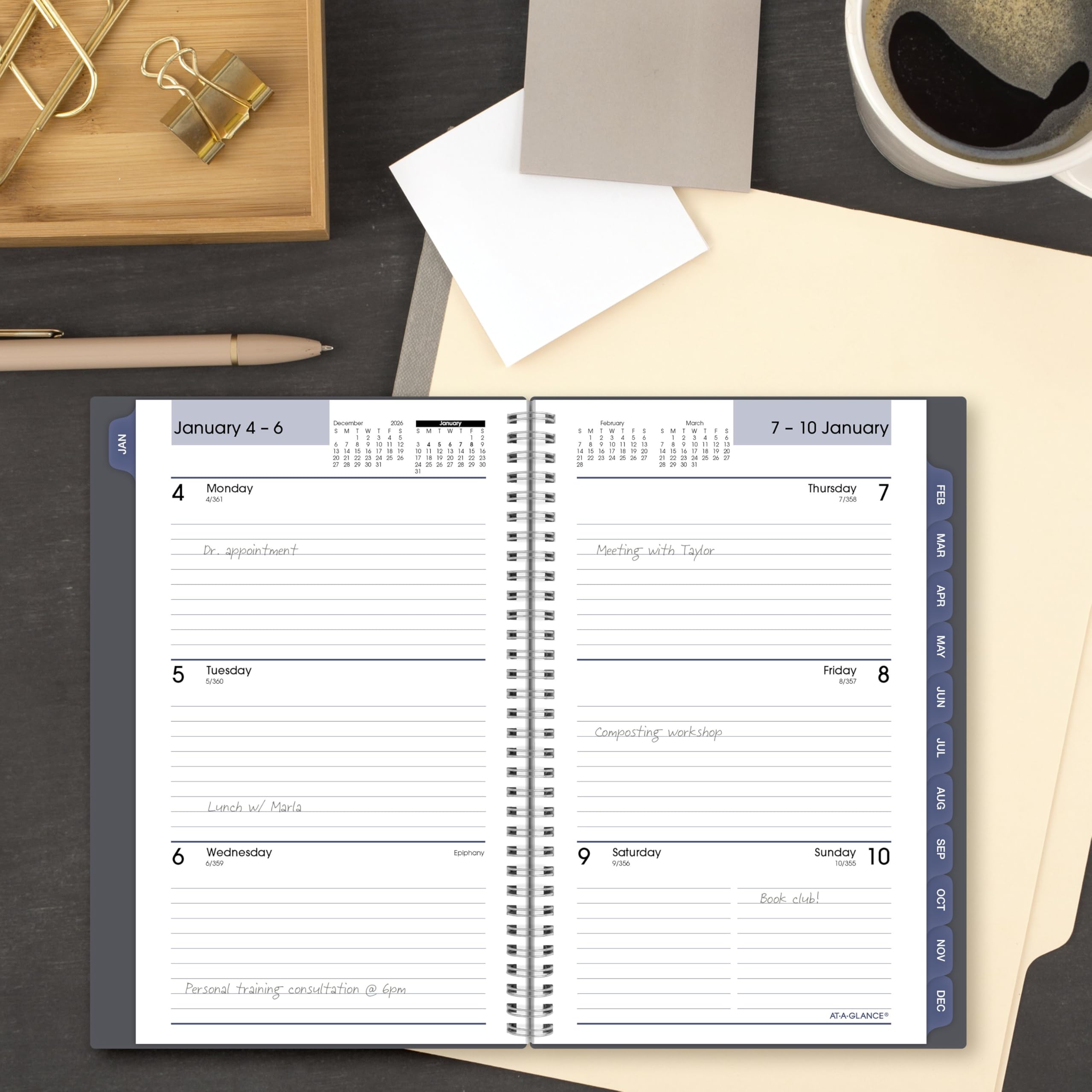 AT-A-GLANCE DayMinder GC2000727 Planer für 2027, Wochen- und Monatsplaner, 12,7 x 20,3 cm, Grau