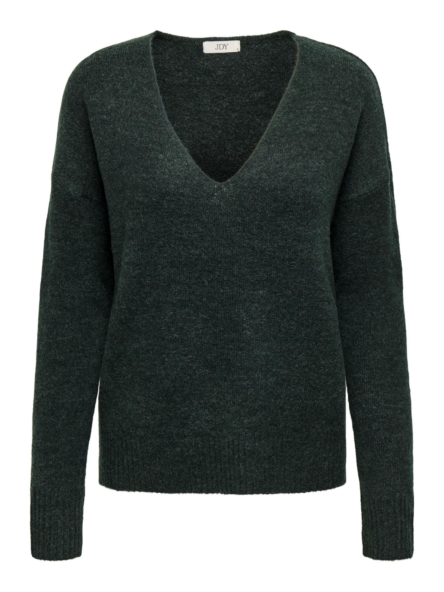JdY Women's Jdyelanora L/S V-Neck Jumper KNT Noos Knitted Jumper, Scarab/Detail: Melange, L