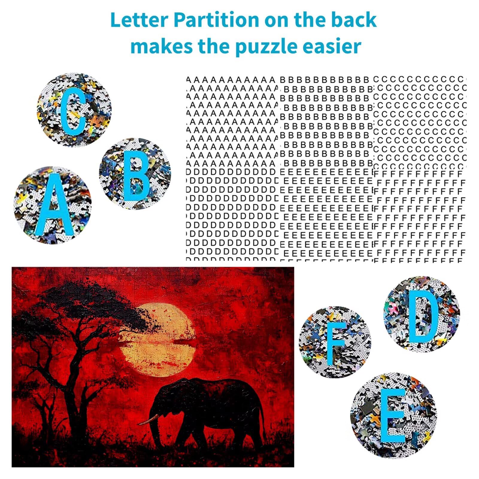 Puzzle 3000 elementów słoń puzzle dla dorosłych księżyc 122 x 81 cm unikalne rzemiosło klasyczne 3D drewniana układanka do rodzinnych gier aktywnych, układanka zrób to sam do dekoracji ścian domu