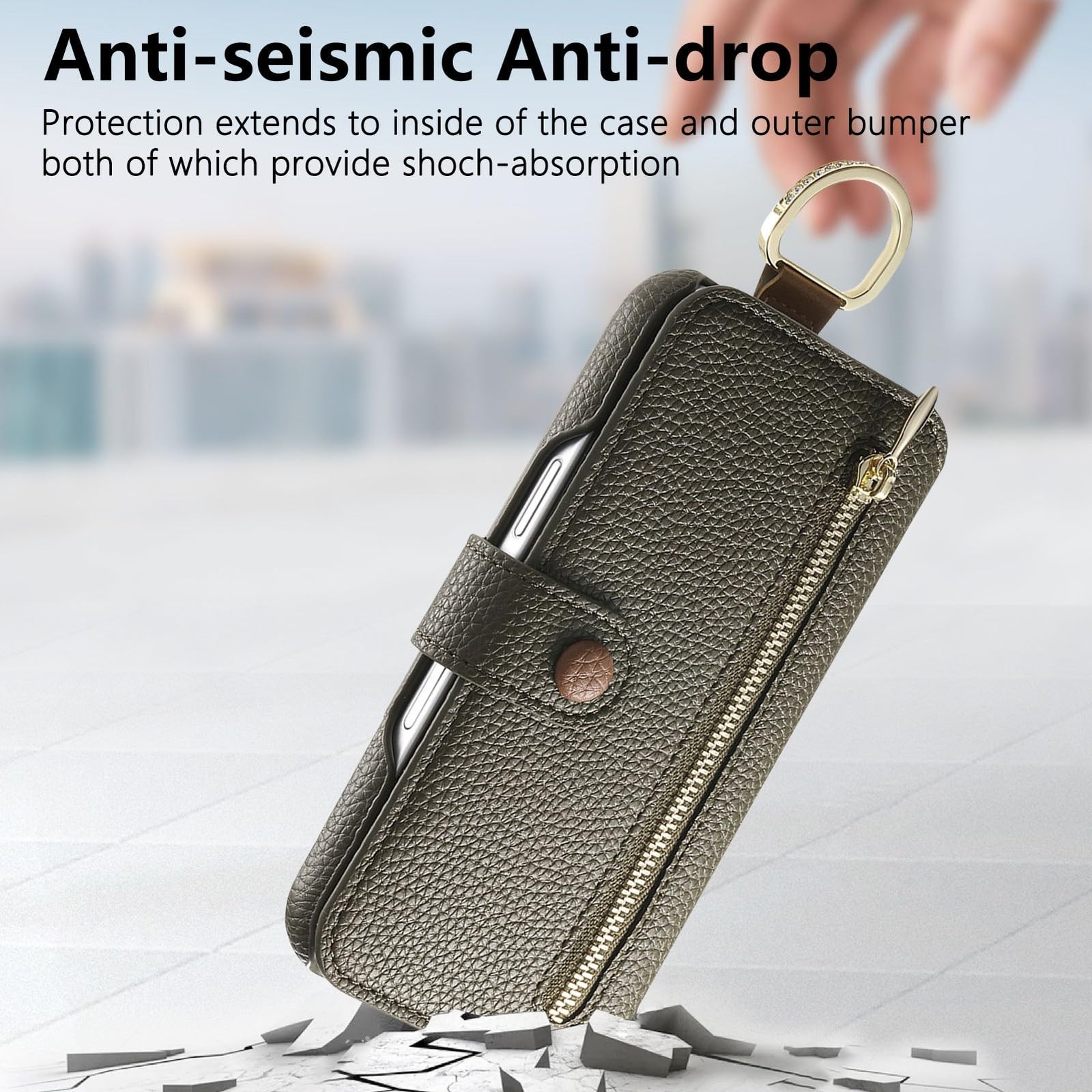 Generic - Funda con tapa para Samsung Galaxy S23 Ultra (color: verde noche) con correa de piel RFID