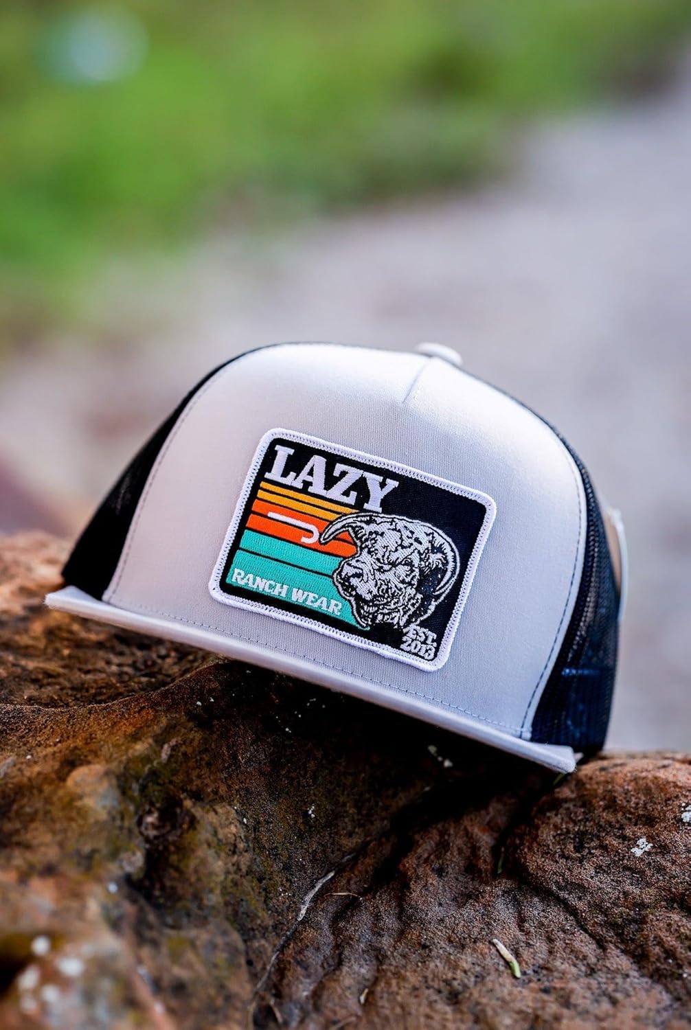 Lazy J Ranch Dusk Sunset Retro Classic Five Panel Trucker Hat - Adjustable Unisex Country Hats, Vintage Trucker Hat - Image 5