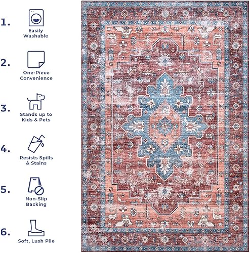 Miniatura 8 de nuLOOM Zena Medallion - Alfombra lavable a máquina, 2 pies 6 pulgadas x 10 pies, color óxido