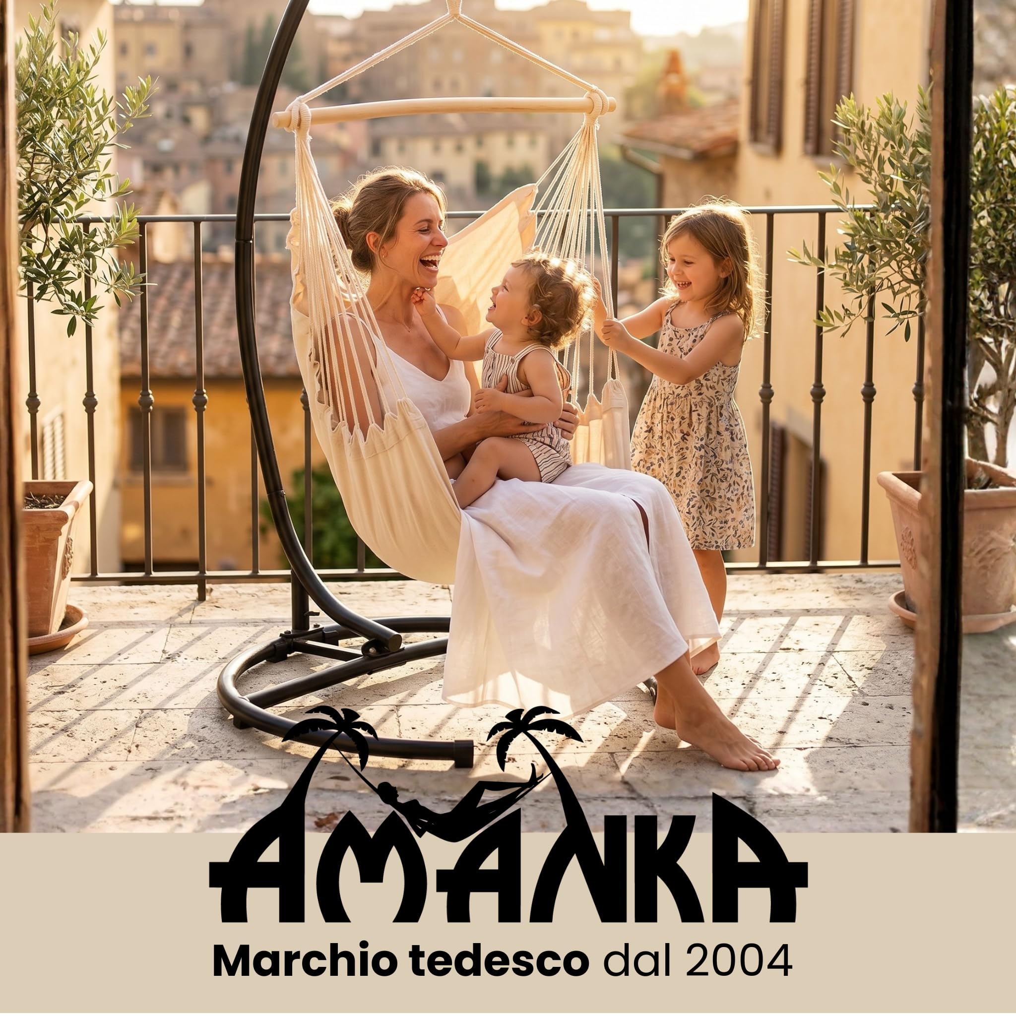 AMANKA Fino a 150kg: Supporto per Sedia a Dondolo da Esterno - XL Supporto Sedia Sospesa - 210cm Base per Poltrona Sospesa - Struttura per Poltrone da Giardino Altalena da Camera Sedie da Giardino