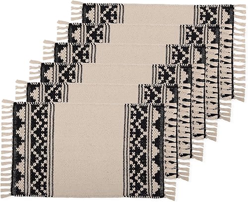 Vista 34 de REDEARTH Manteles individuales tejidos a mano, exquisitos hechos a mano, bohemios, decorativos para mesa de comedor, mesa de café, consola