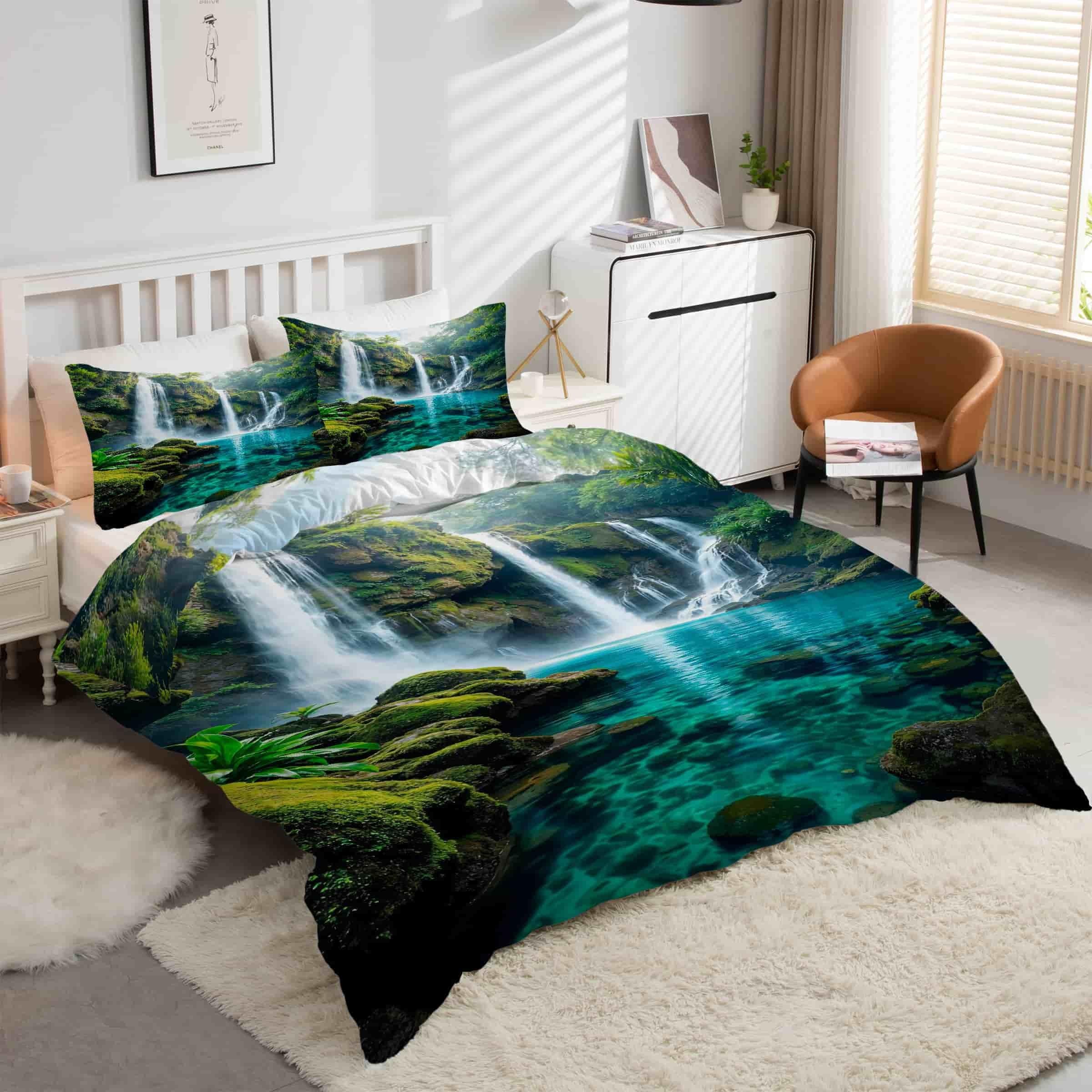 Housse de couette 200x200 cascade en microfibre douce et finitions zippées durables