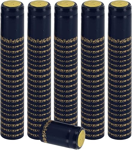 Cápsulas termorretráctiles de PVC para botellas de vino, 100 unidades (azul con oro)