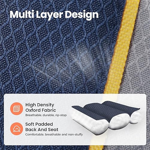 Miniatura 8 de HIGH POINT SPORTS Silla plegable portátil de gran tamaño, sillas de césped portátiles resistentes, sillas plegables para exteriores con portavasos y