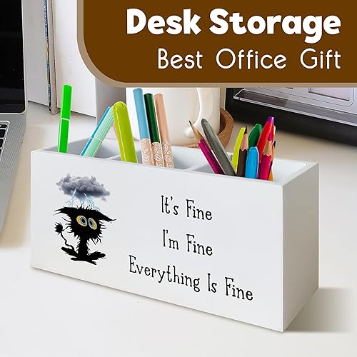 Miniatura 3 de It's Fine I'm Fine Everything is Fine - Divertido soporte para bolígrafo de gato para escritorio, divertidos accesorios de escritorio para el