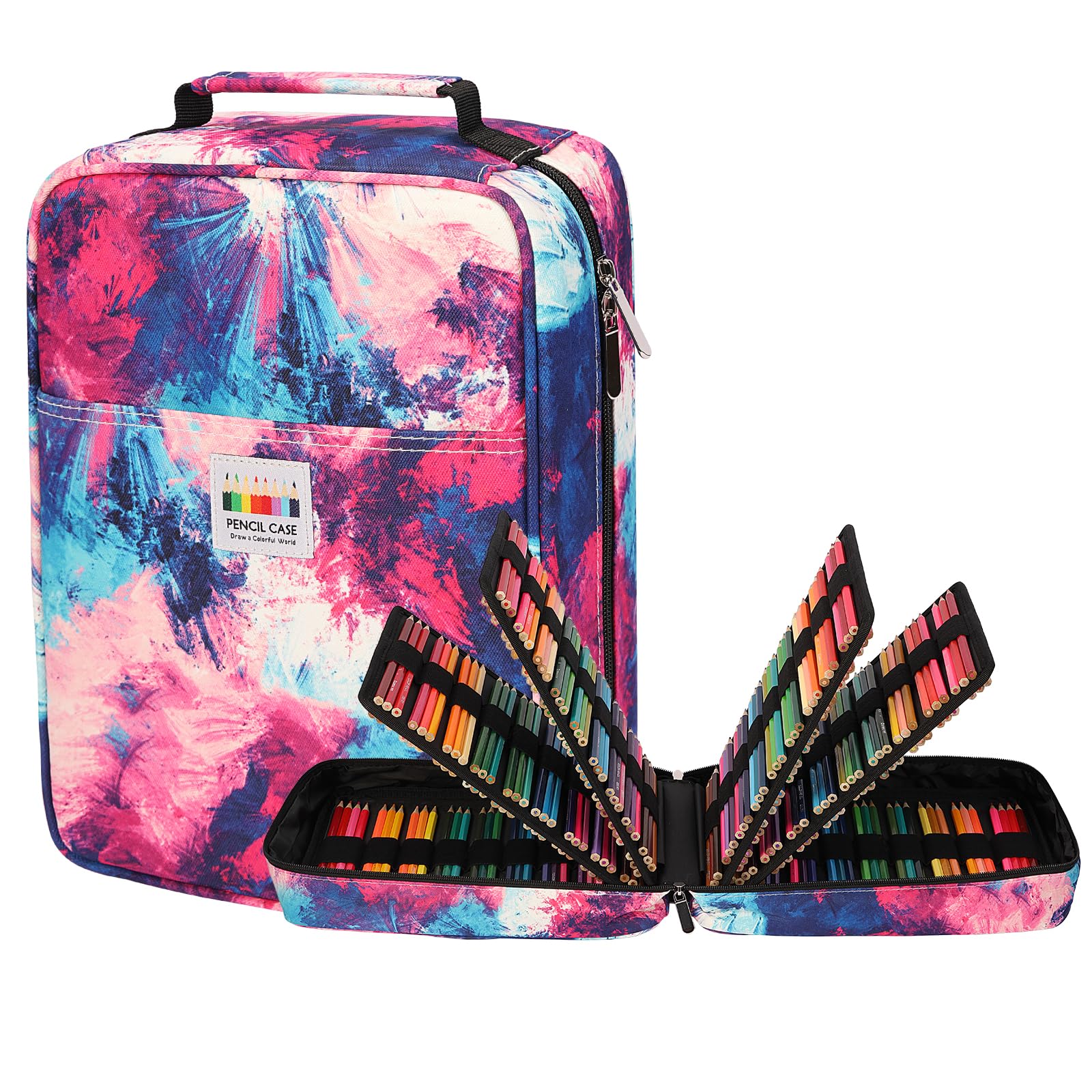 JAKAGO Large XXL Pencil Case with 270 Slots Pen Storage, Waterproof Pen Bag for Watercolour Pencils & Markers & Gel Pens, Fireworks, XXL, pencil case