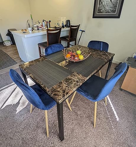 Miniatura 2 de Juego de 4 sillas de comedor de terciopelo, sillas de cocina modernas con patas de metal, sillas de comedor tapizadas para el hogar y la cocina