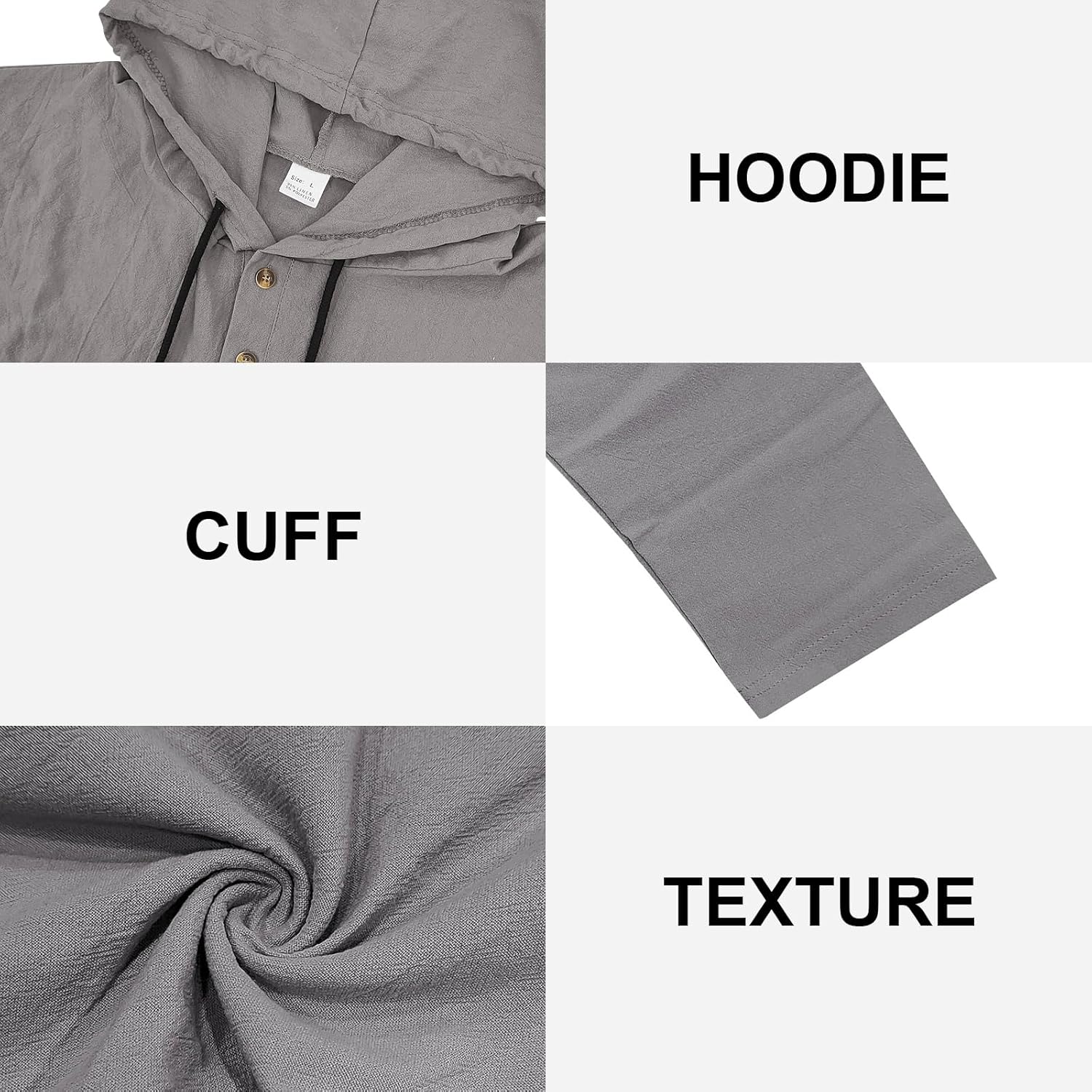 Mens Cotton Linen Hoodies Long Sleeve Button Down Shirts Casual Hawaiian Beach Yoga Sweatshirts - Image 6