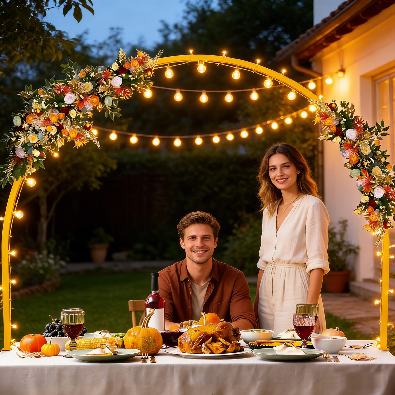 Arco da tavolo allungabile, asta decorativa da tavolo con clip, 120-260 cm, asta in metallo da appendere al tavolo, arco da tavolo dorato per Natale, matrimonio, compleanno, decorazione per feste