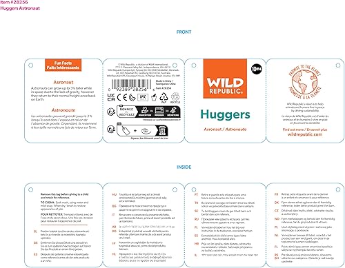 Miniatura 2 de Wild Republic Huggers Astronaut, animal de peluche, 8 pulgadas, pulsera de palmada, juguete de peluche, botellas de agua recicladas