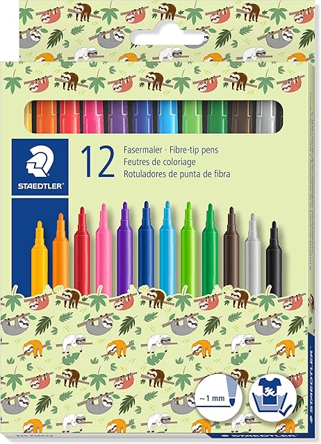 STAEDTLER 325 PMC12 Fibre-Tip Pens Pattern Mix Edition - Assorted Colours (Box of 12)