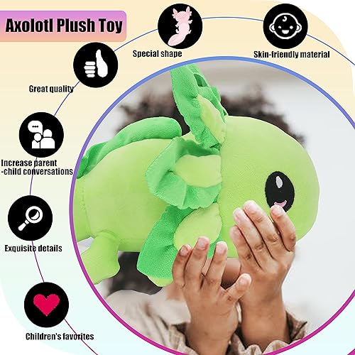 Miniatura 13 de Juguete de peluche de ajolotl, suave y lindo animal de peluche de ajolote de salamandra, regalo para niños y niñas (azul)
