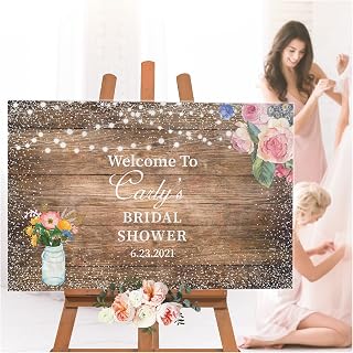Rustic Floral Bridal Shower Sign Size 24x18, 36x24 and 48x36, Winter Season, Glitter, Wooden, Snow, Welcome Sign, Bridal Shower Gifts, Bridal Shower Decor, Rustic Sign, Handmade Supply Poster Print