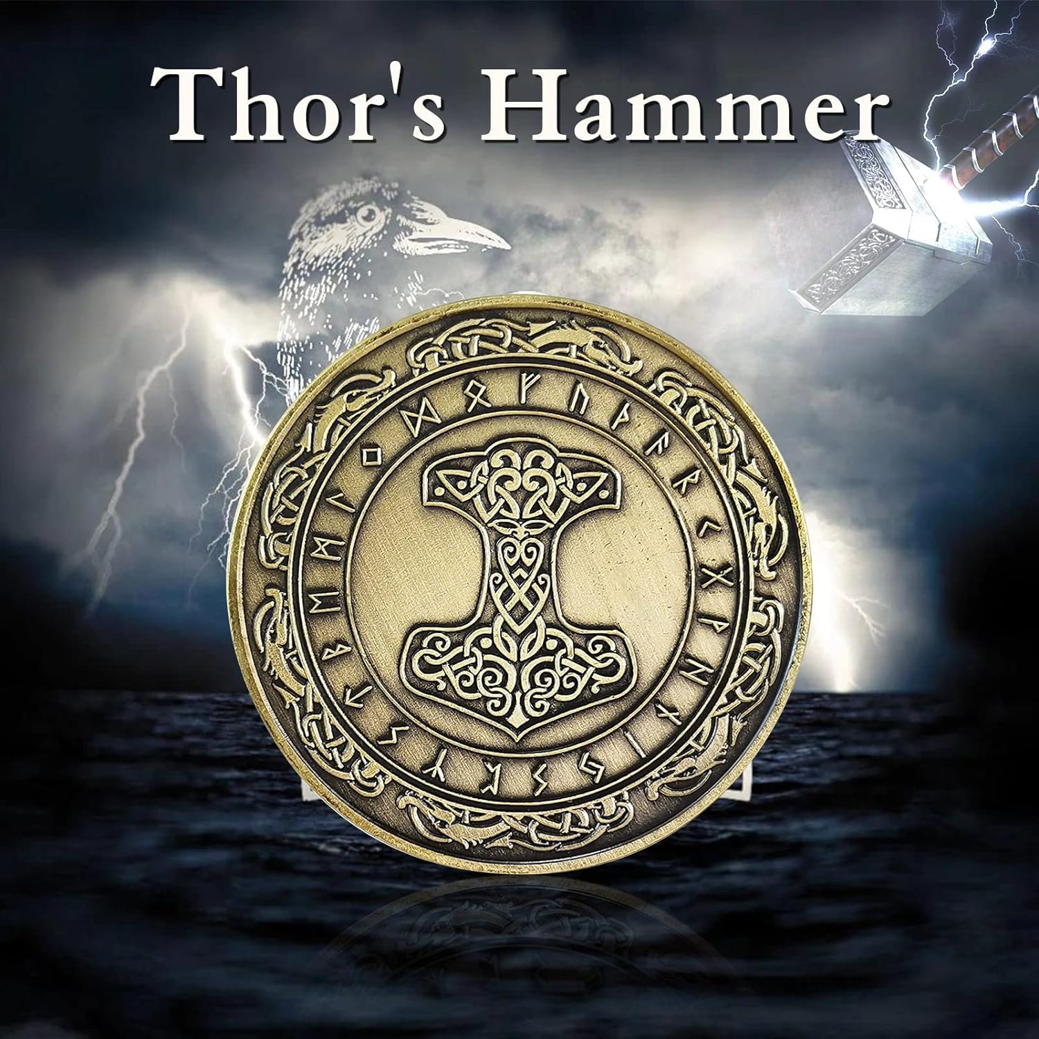 Moneta Vichinga Di Thor E Yggdrasil - Talismano In Bronzo - Mitologia Norrena - Regalo Uomo E Donna - 3