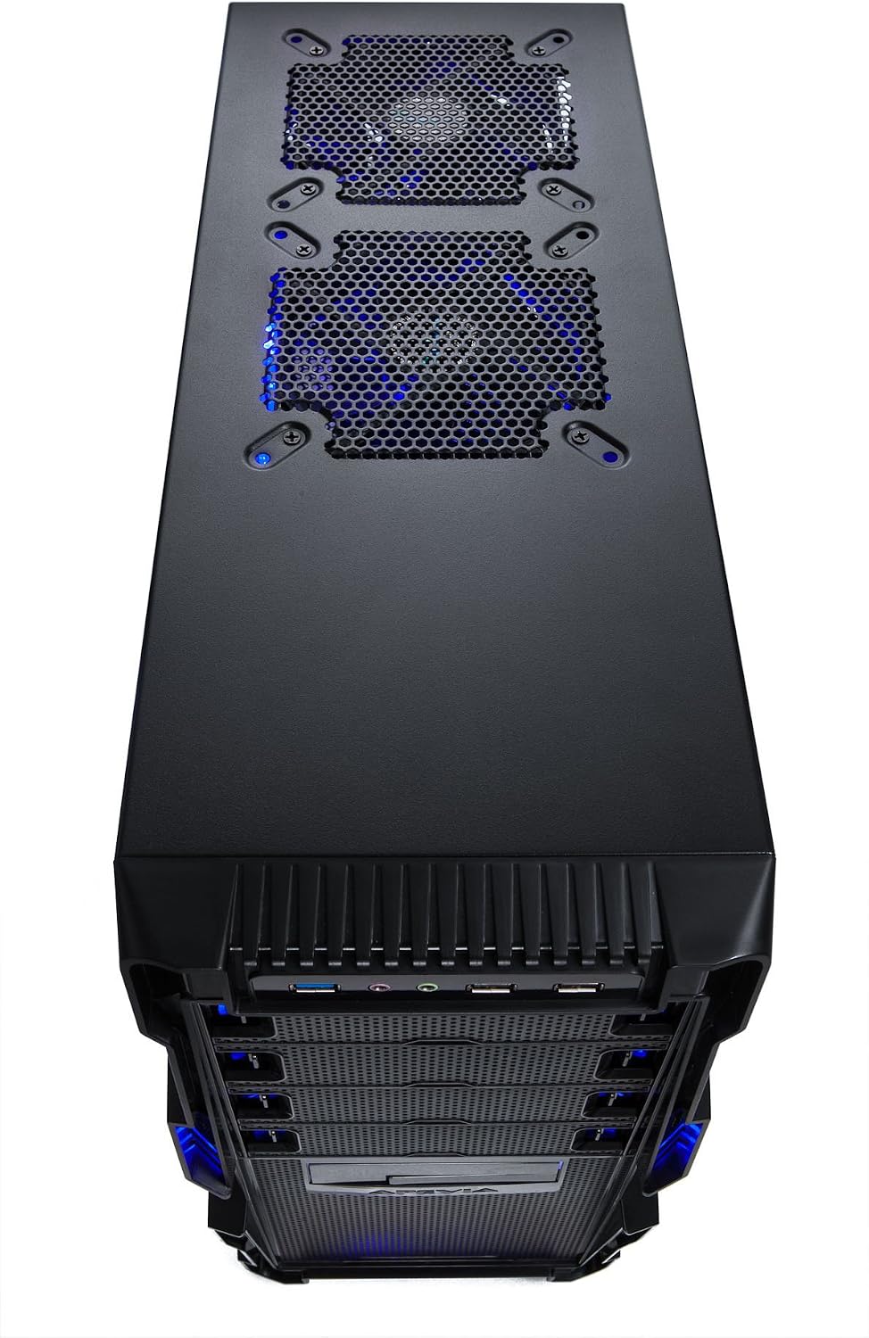 Top view of the Apevia X-HERMES-BL PC case