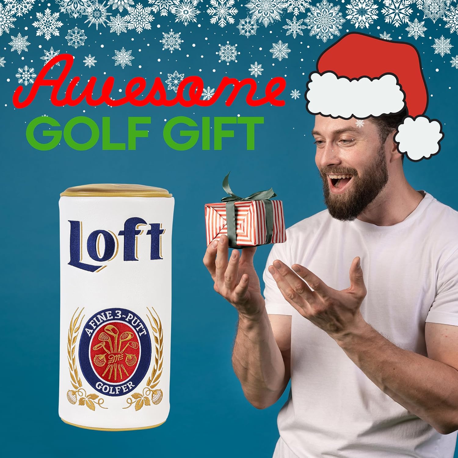 Golf Driver Headcover - Beer Can Shaped Barrel Style Funny Head Cover, Tour Grade PU Leather Golf Club Cover (Mulligan Loft)