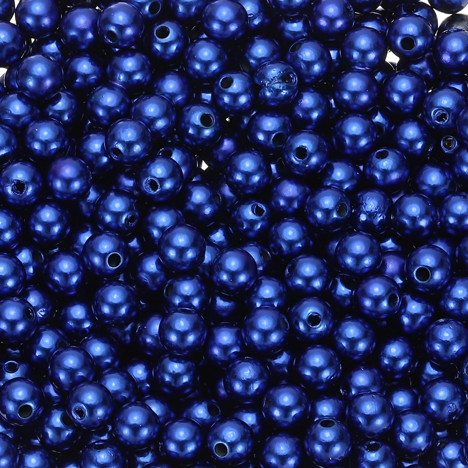 PATIKIL 8mm Round Shiny Pearl Beads, 980 Pcs Faux Pearls Loose Beads with Hole for Cosmetic Boxes DIY Parts Jewelry Making Wedding Birthday Party Home Decorating, Sapphire Blue