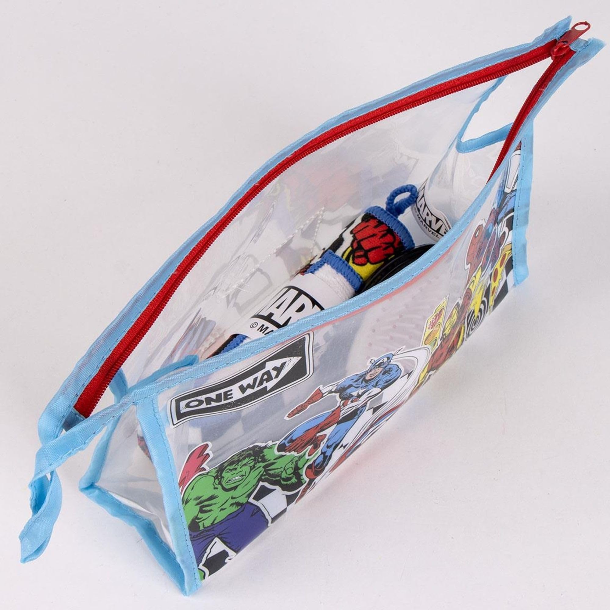 Set di spazzole per capelli per bambini Marvel Avengers con asciugamano e custodia trasparente - Borsa per la cura personale Avengers e accessori originali dei supereroi