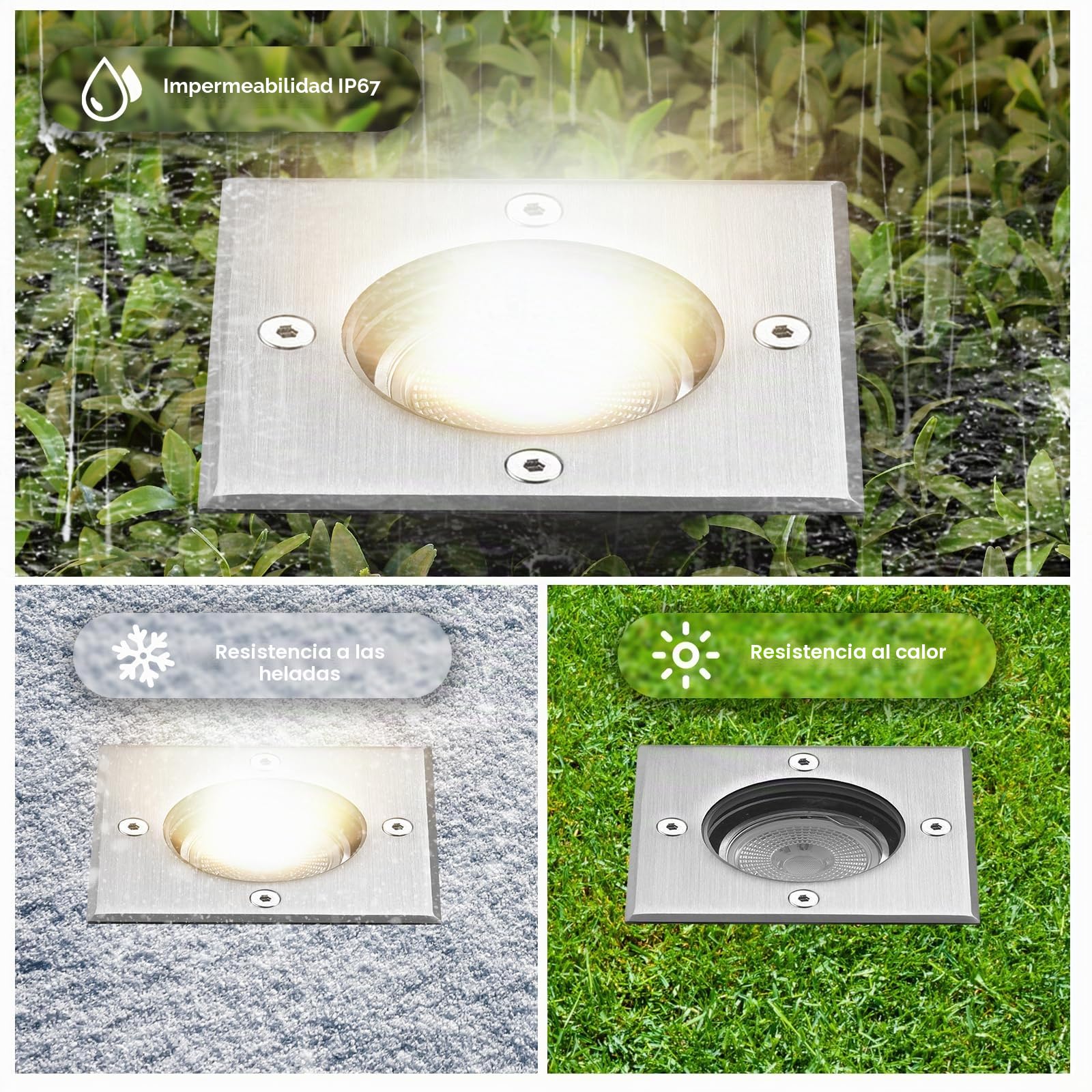 Foco empotrable para exterior (3 W, 230 V, 3000 K, color blanco cálido, para jardín, camino parque patio
