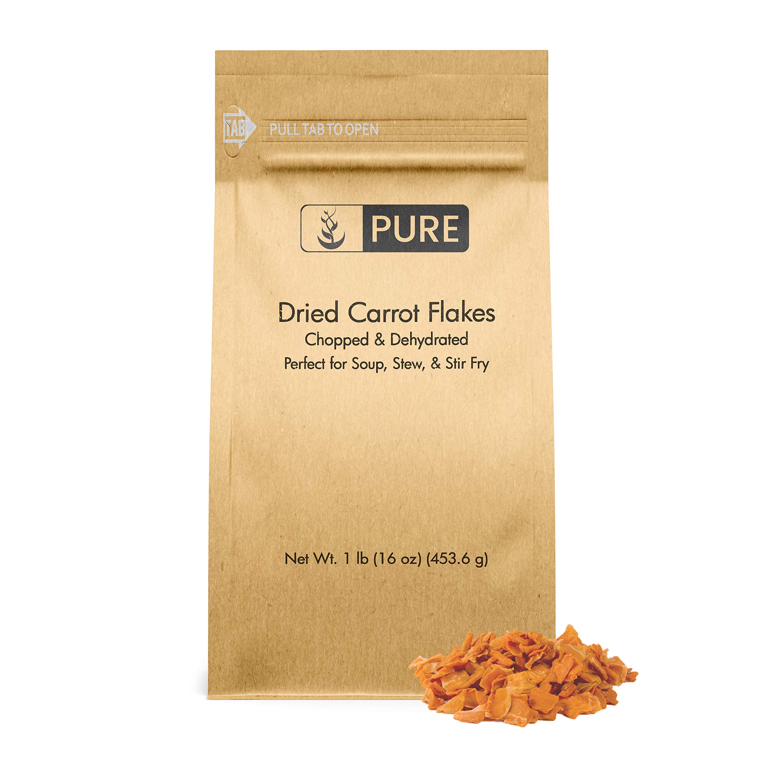 Pure Original Ingredients Dried Carrot Flakes (1 lb) Soups & Stews, Diced & Ready To Use.