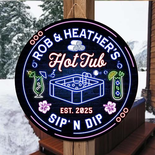 Miniatura 6 de V VIBEPY Letrero personalizado de madera para bañera de hidromasaje con texto en inglés All Over, No real, No iluminado, letrero de madera para