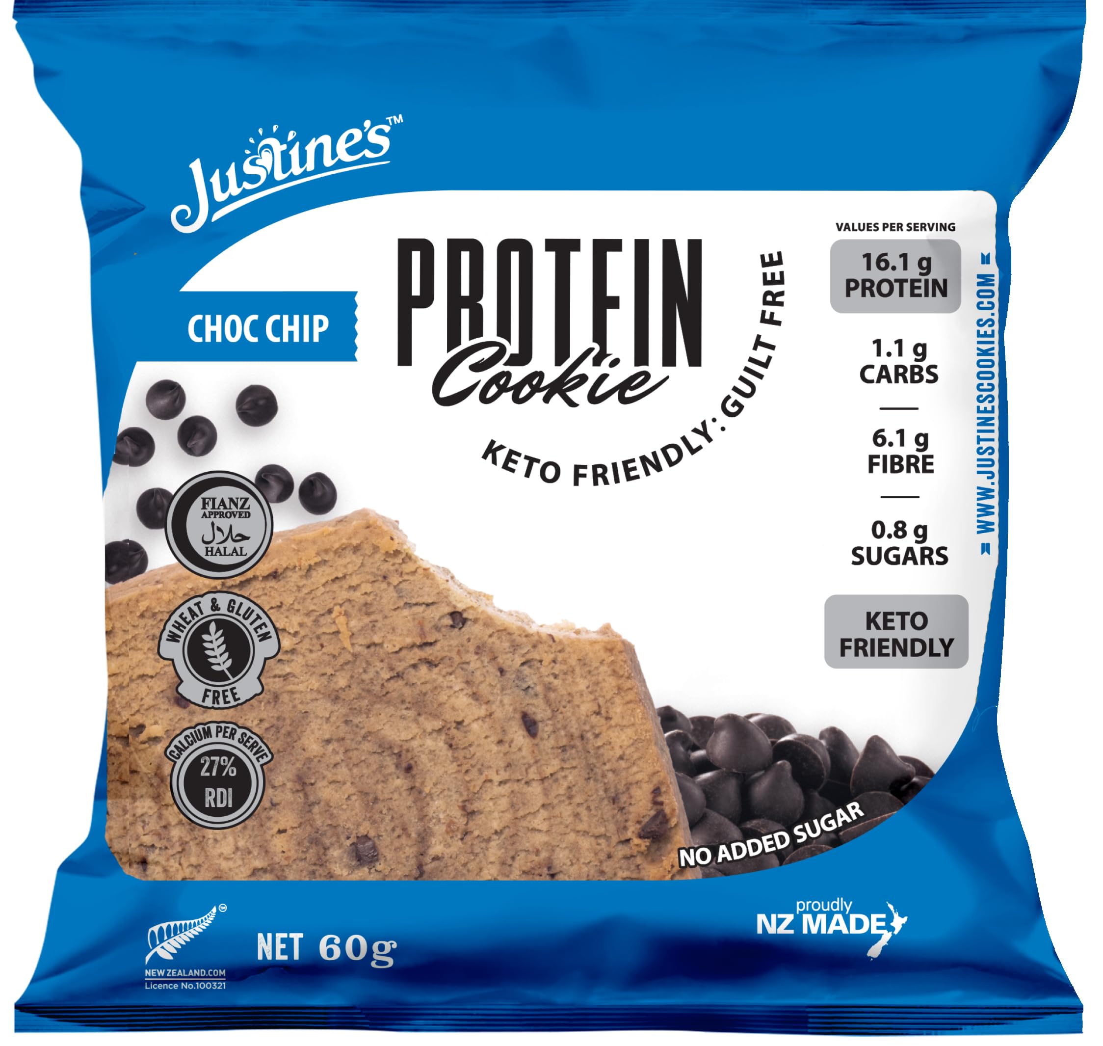 Protein Cookie Chocolate Chip (12 X 60 Grams Each) | With 16.1G Protein & 6.1G Fibre | Smart Snacking Solution | No Added Sugar | Keto Friendly | Guilt Free