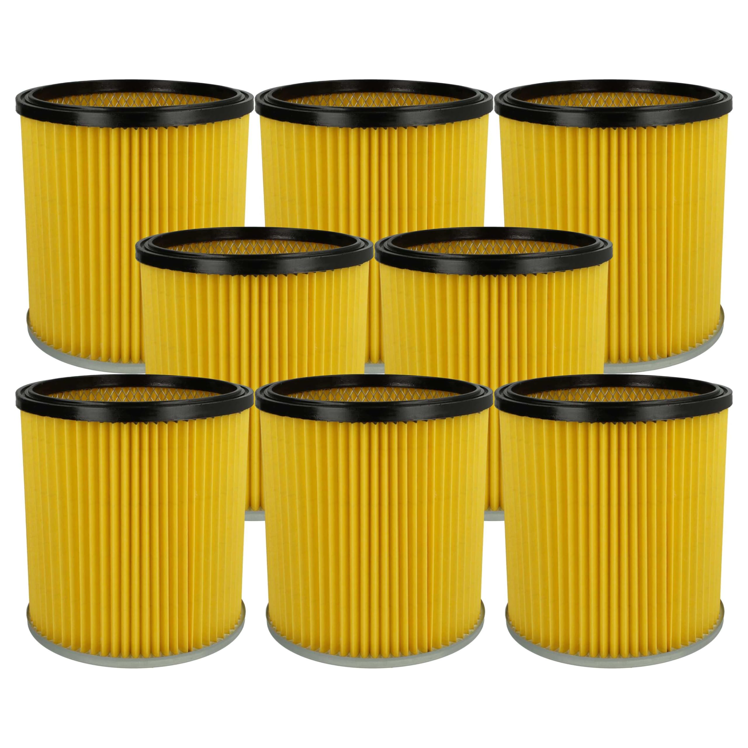 vhbw 8x filtro a pieghe piatte compatibile con Kärcher NT 301 (1.722-121.0), NT 351 aspirapolvere - giallo, lavabile