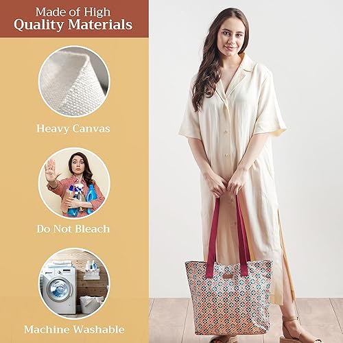 Miniatura 3 de Maison d' Hermine - Bolsa de lona de algodón reutilizable para mujeres, con asa para el hombro, bolsas a granel para compras y viajes