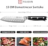 PAUDIN Damascus Knife Santoku Knife 13 cm Professional Damask Kitchen Knife for Kitchen Extremely Sharp Koh Knife and Kitchen Hatchet High-Quality Stainless Steel Knife with Sharp Blade and Ergonomic G10 Handle