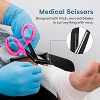 Vista 2 de Madison Supply Tijeras médicas, tijeras EMT y trauma, tijeras de vendaje de acero inoxidable de calidad de 7.5 pulgadas, recubiertas de fluoruro