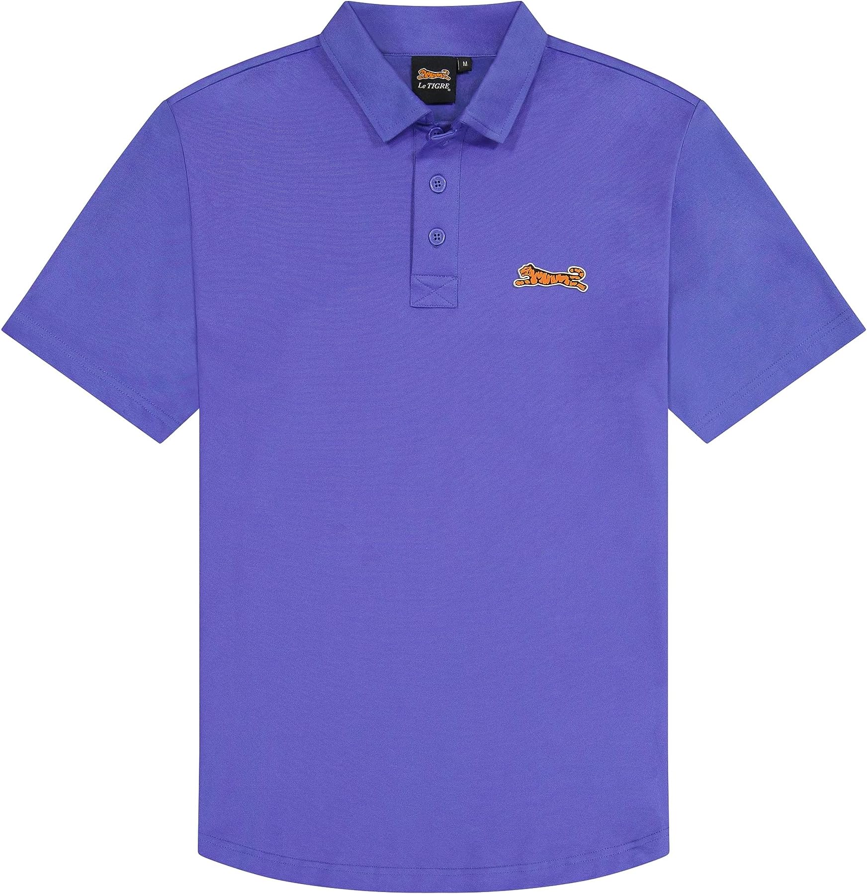 Le TIGRE Mens Classic Polo - Cotton, Polyester, and Elastane Blend Collared Short Sleeve Shirt with Button Closure