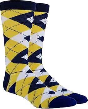 Amazon.com: Argyle Men's Cotton Blend Dress Socks Yellow Navy Blue Size  7-13 : Clothing, Shoes & Jewelry