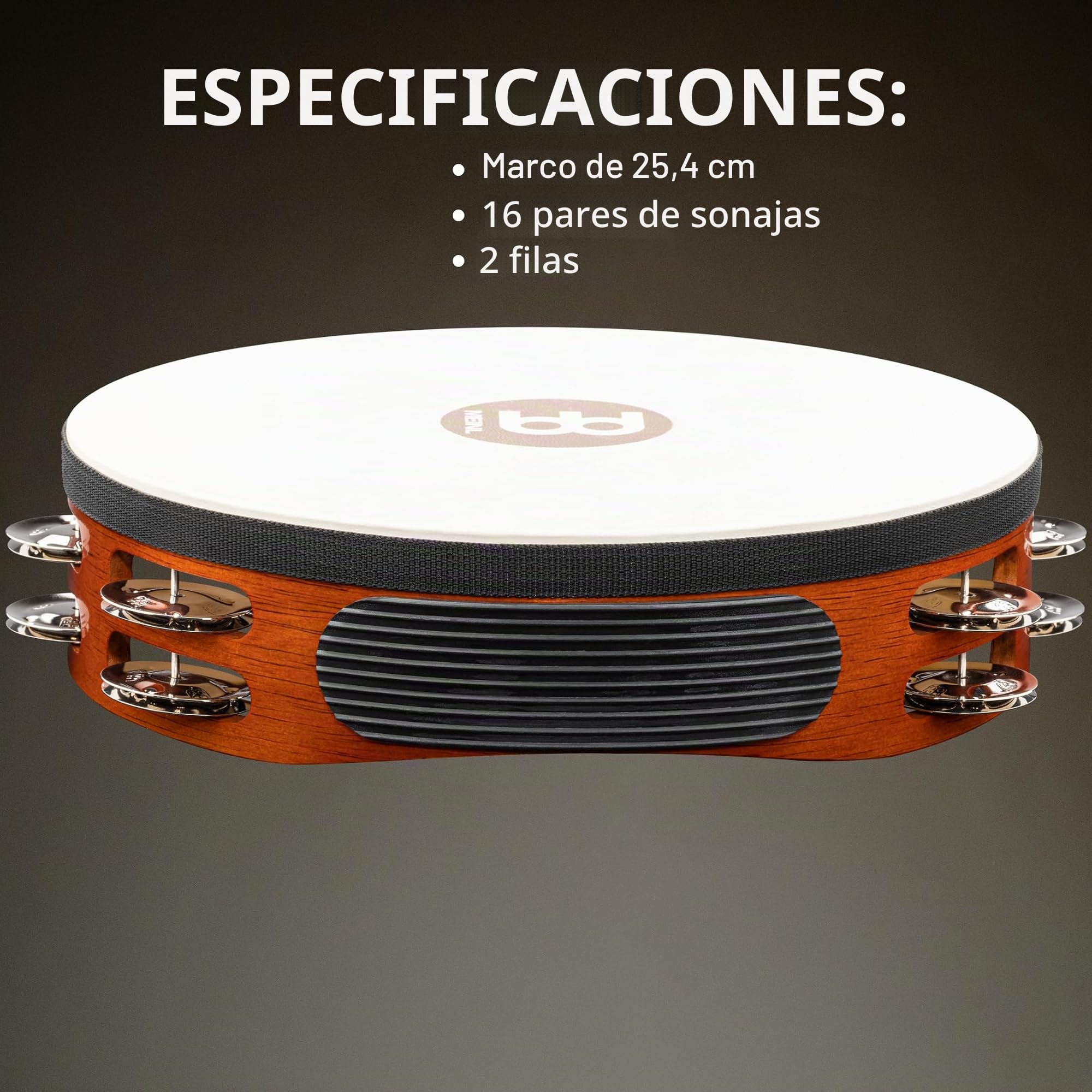 Meinl Percussion TAH2AB - Pandereta de madera, Cabeza africana