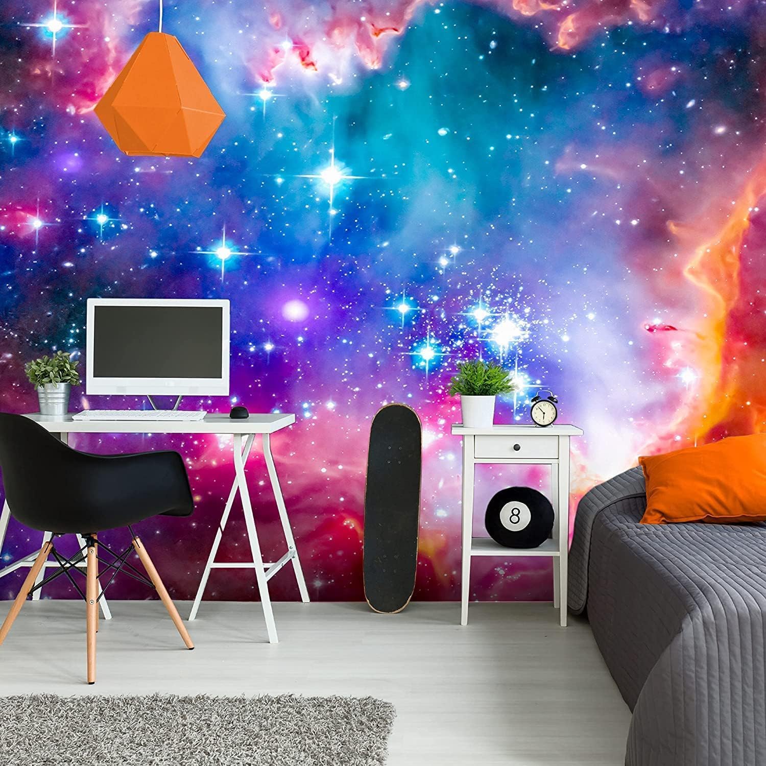 Custom 3D Galaxy Peel and Stick Mural Purple Nebula Sky Wallpaper Galaxy Space Wall Mural Suitable for Living Room Bedroom Office Decor Mural