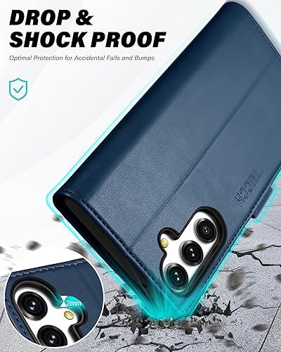 Miniatura 6 de TUCCH Funda tipo cartera para Galaxy S23 FE, funda interior de TPU a prueba de golpes, función atril, bloqueo RFID, ranura para tarjetas, funda